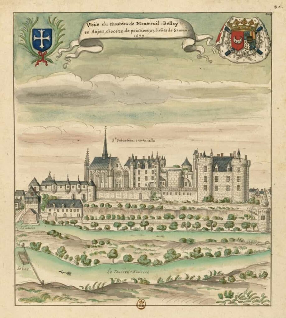 "Veüe du chasteau de Montreuil-Bellay, en Anjou, dioceze de poictiers, à trois lieües de Saumur" (dessin de Louis Boudan - 1699)